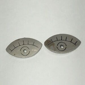 Silver Tone Stainless Steel Metal Evil Eye Earrings